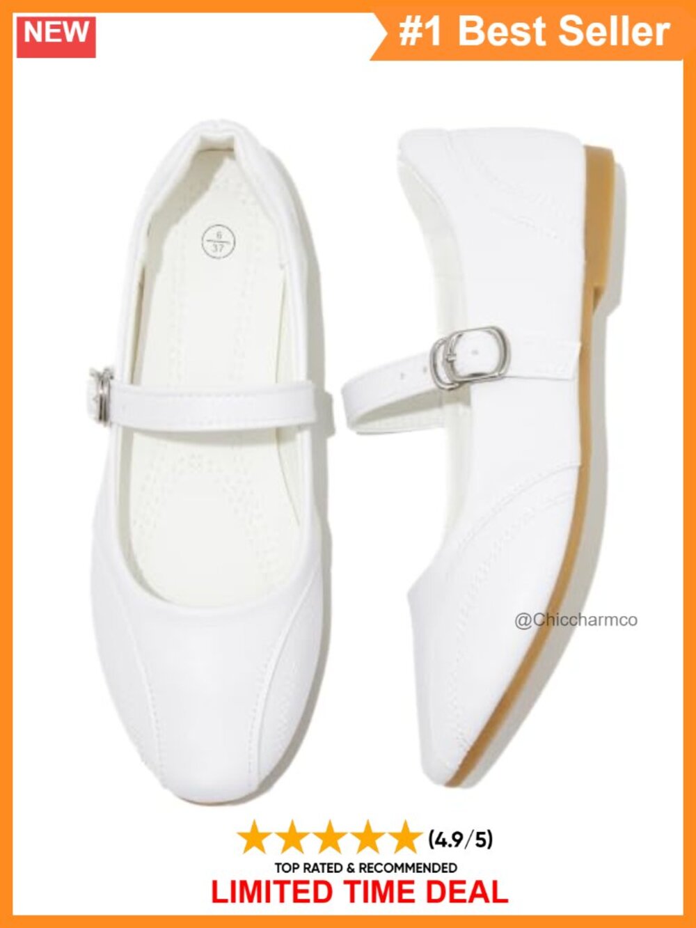 Mary Jane Dress Ballet Flats Faux Leather Memory Foam Buckle Strap